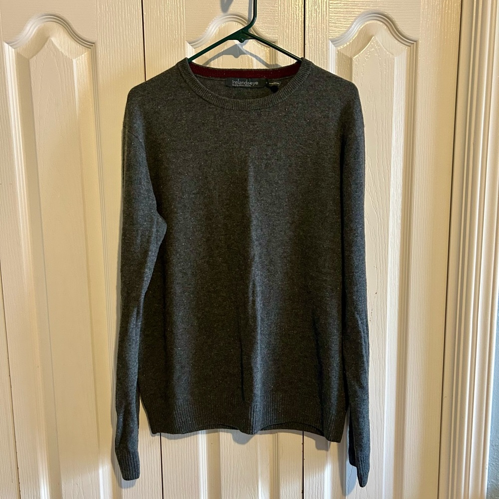 Irelands Eye Gray Marl Extra Fine Wool Sweater Sz Med